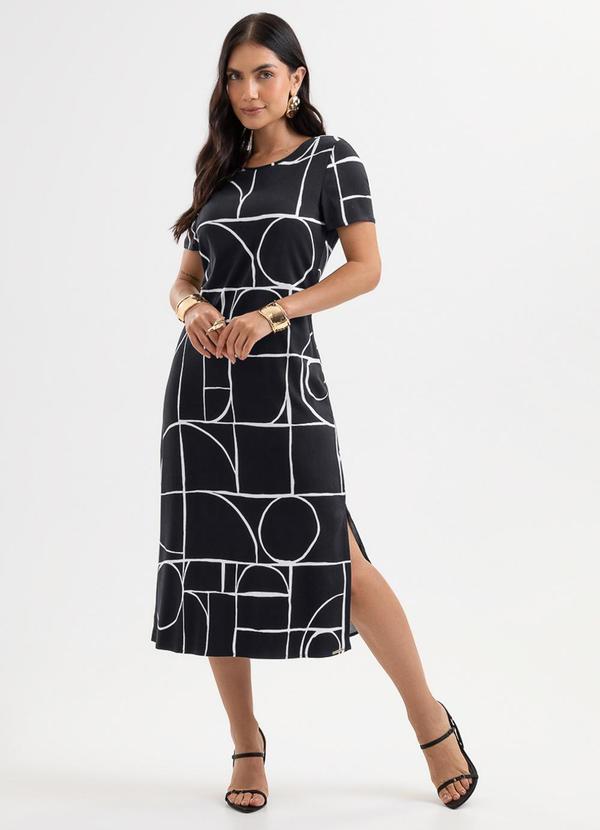 Vestido Midi em Viscose com Elastano Preto