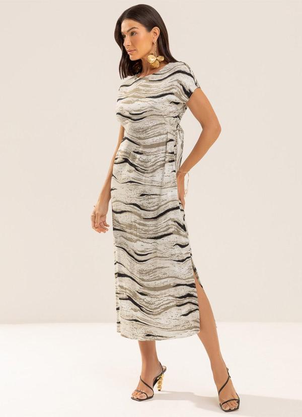 Vestido Midi em Viscose Marrom