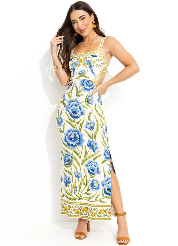 Vestido Midi em Viscose Off White