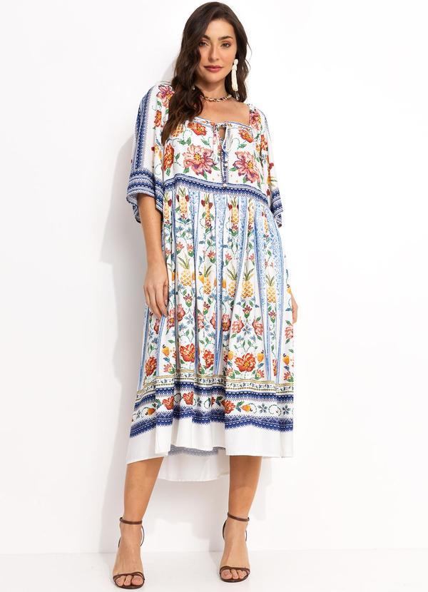 Vestido Midi em Viscose Off White