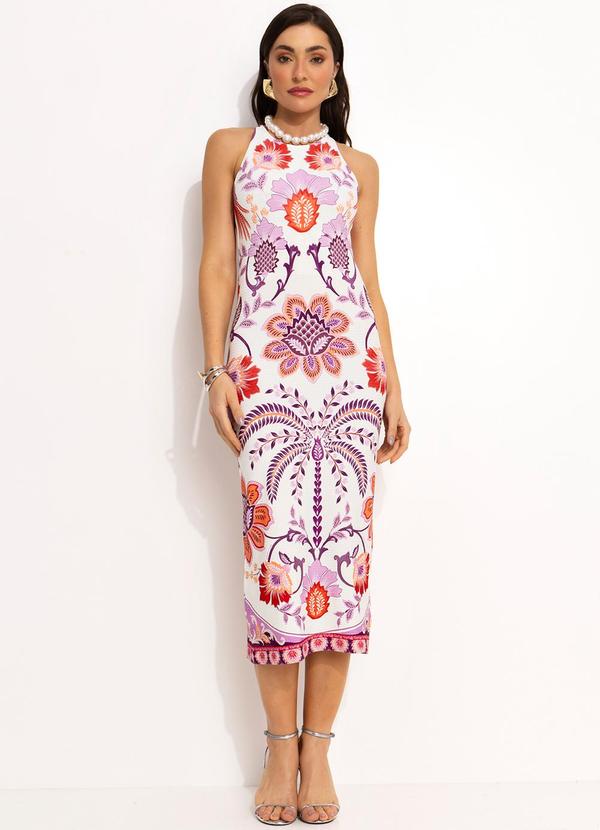 Vestido Midi em Viscose Off White