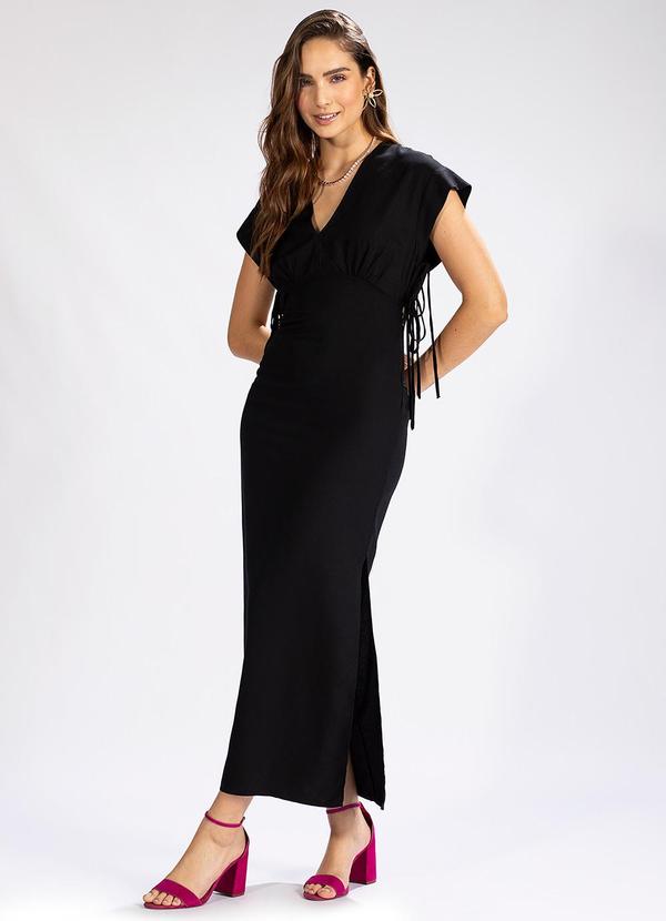 Vista 2 Vestido Midi em Viscose Preto Colcci Colcci