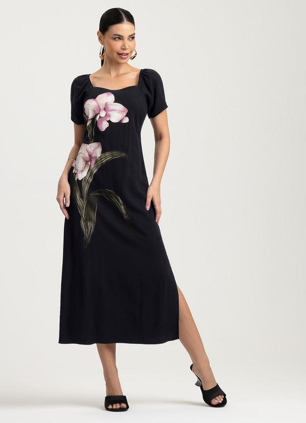 Vestido Midi em Viscose Preto