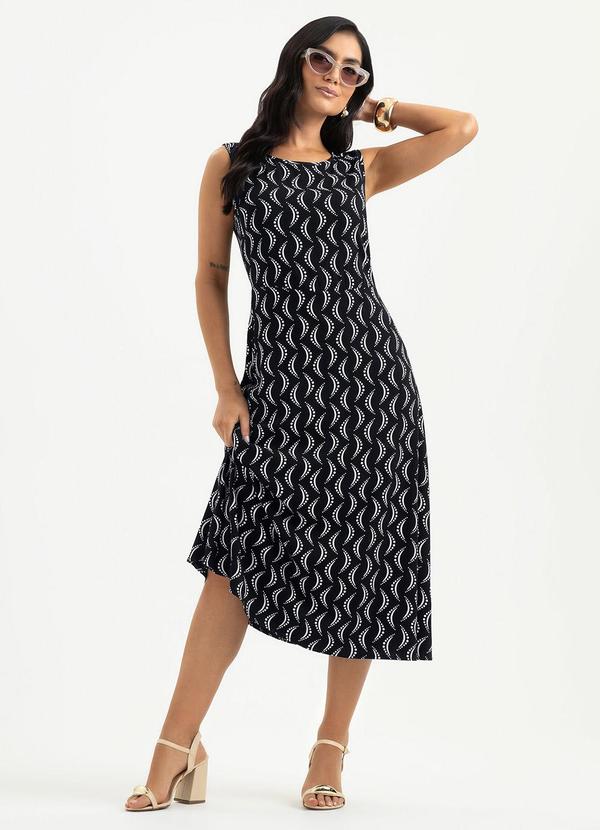 Vista 2 Vestido Midi em Viscose Preto Cativa Cativa