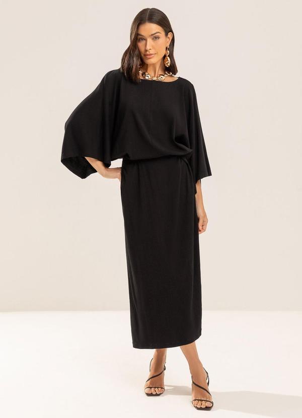 Vestido Midi em Viscose Preto