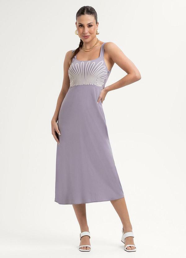 Vestido Midi em Viscose Roxo