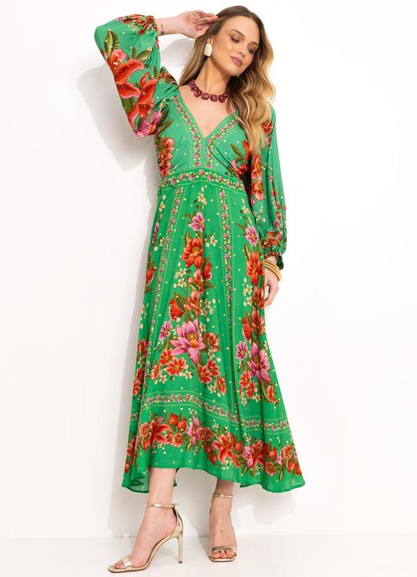 Vestido Midi em Viscose Verde