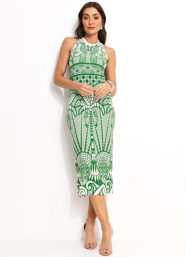 Vestido Midi em Viscose Verde