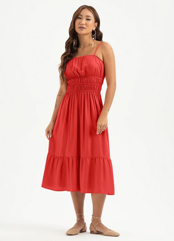 Vestido Midi em Viscose Vermelho