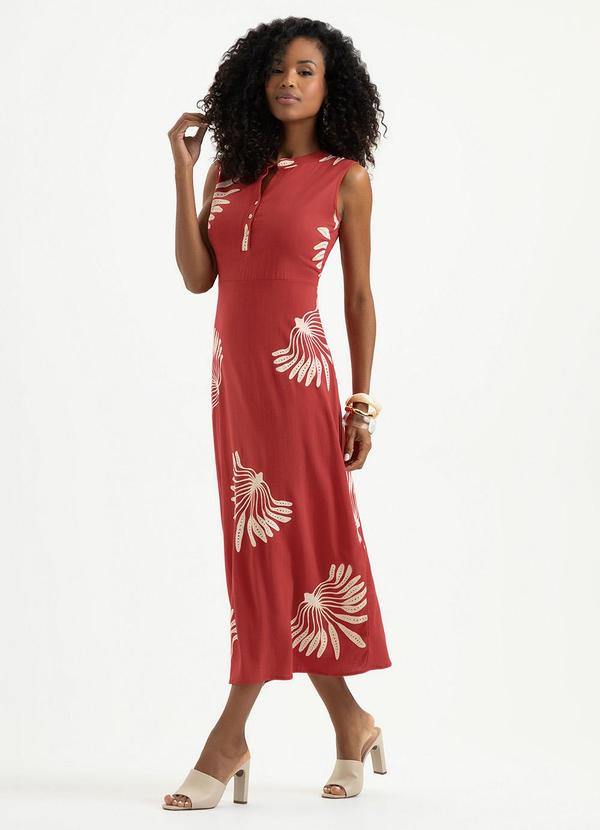 Vestido Midi em Viscose Vermelho