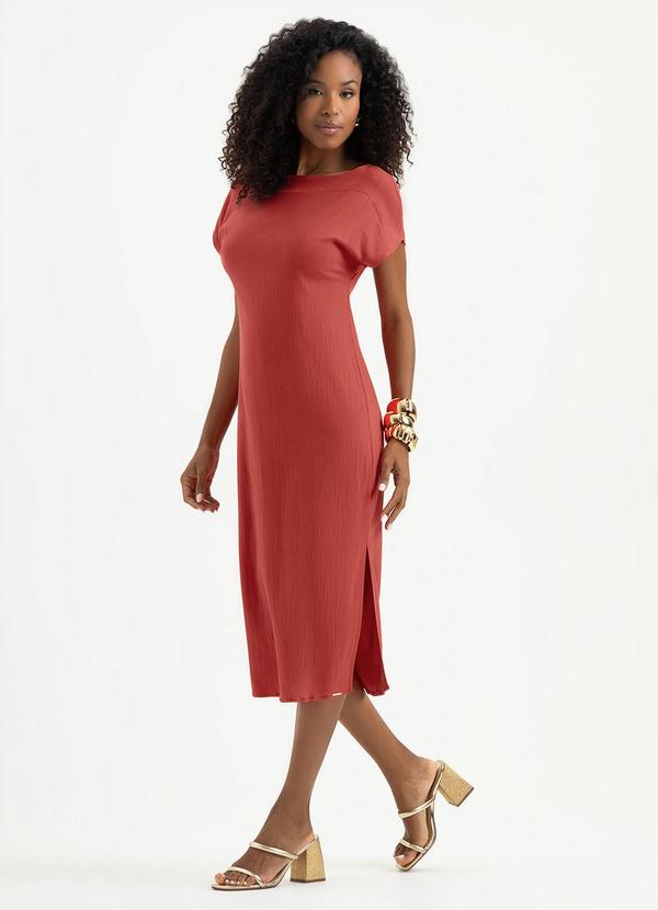 Vista 2 Vestido Midi em Viscose Vermelho Cativa Cativa
