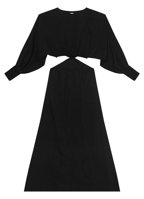 Vestido Midi Evasê em Viscose Preto