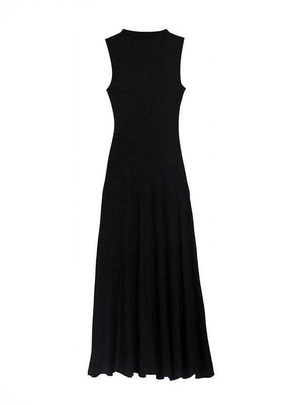 Vestido Mídi Evasê em Viscose Preto