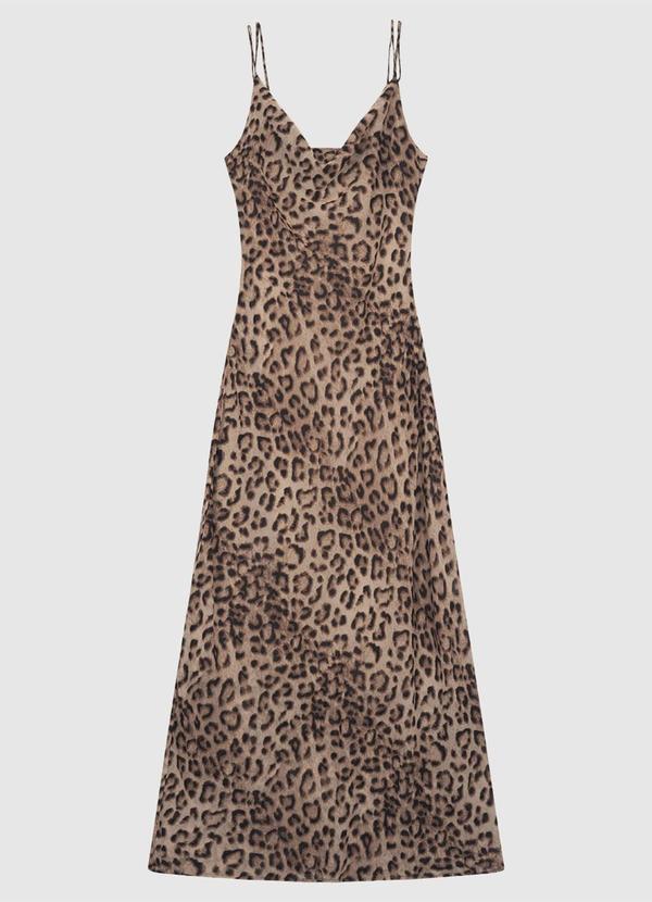 Vestido Mídi Evasê Marrom