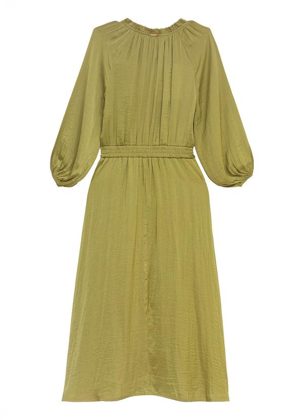 Vestido Mídi Evasê Texturizado Verde Menta