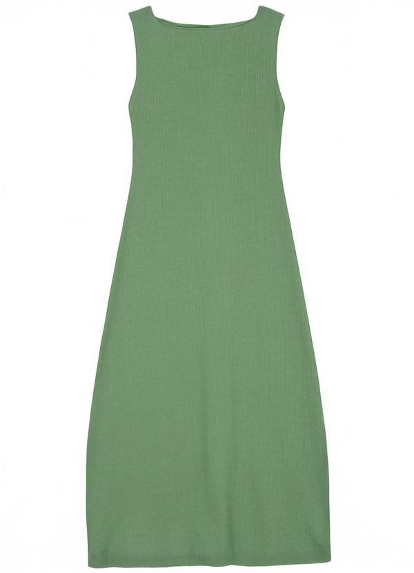Vestido Mídi Evasê Texturizado Verde Menta