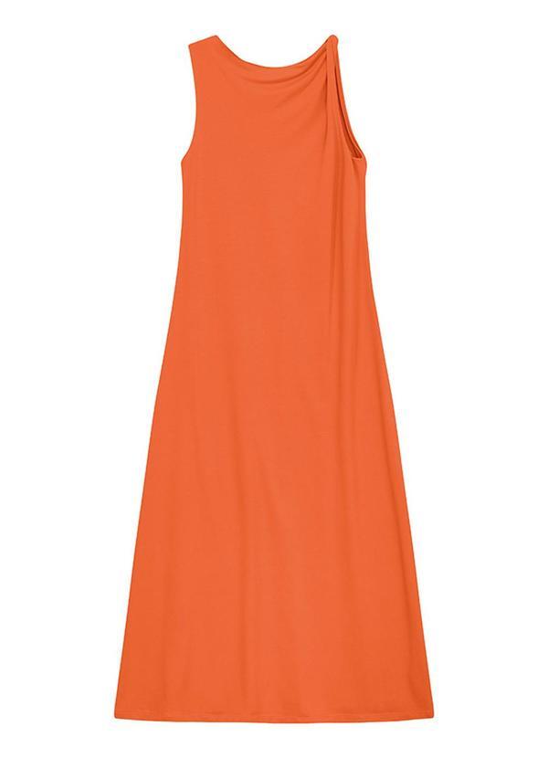 Vestido Mídi Evasê Torção Laranja