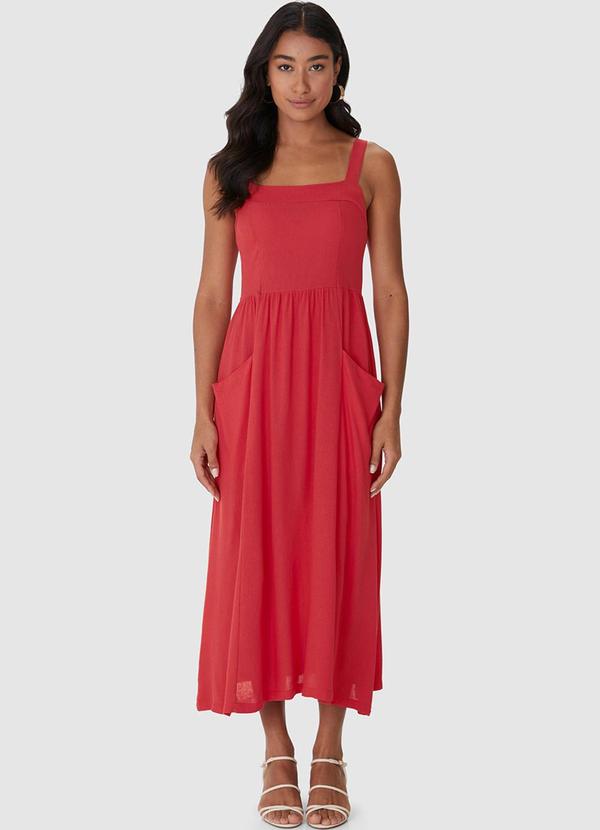 Vestido Mídi Evasê Vermelho