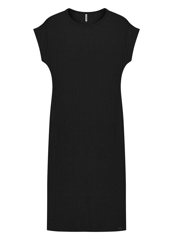Vestido Midi Feminino Canelado Preto