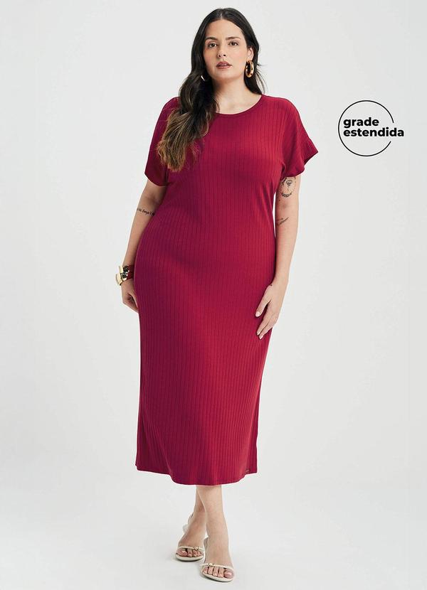Vestido Midi Feminino Canelado Vermelho