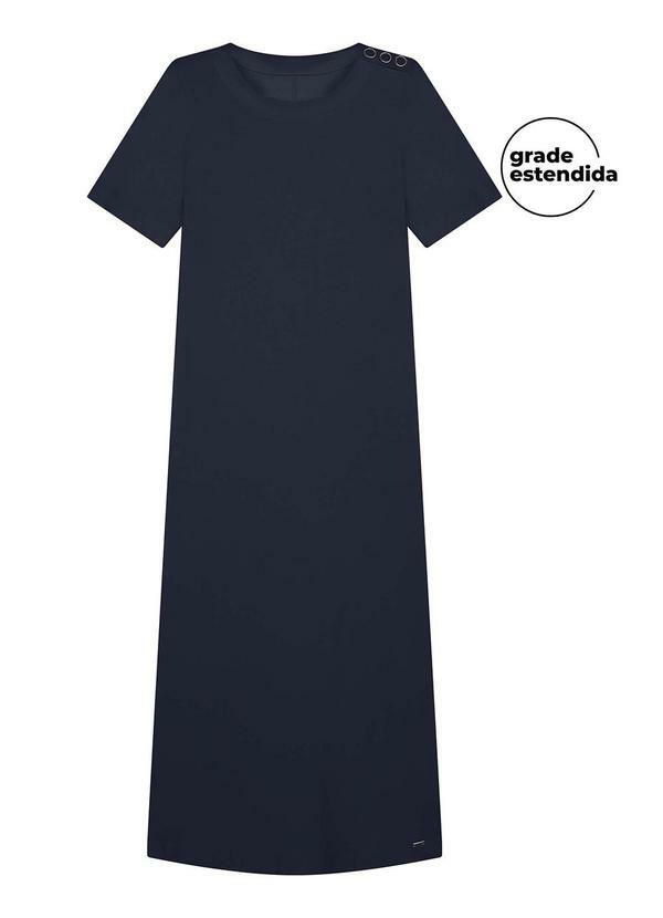 Vestido Midi Feminino com Bolsos Azul