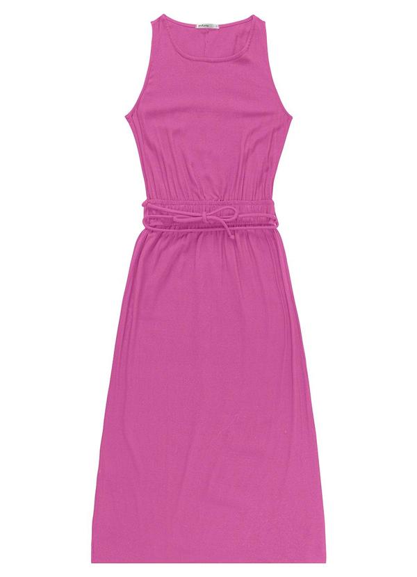 Vestido Midi Feminino com Cinto Rosa