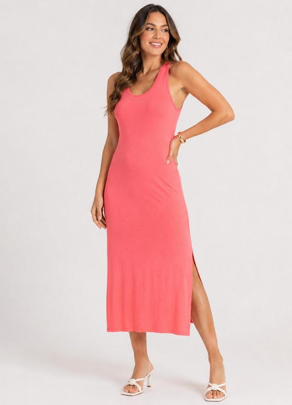 Vestido Midi Feminino em Malha Visco Laranja