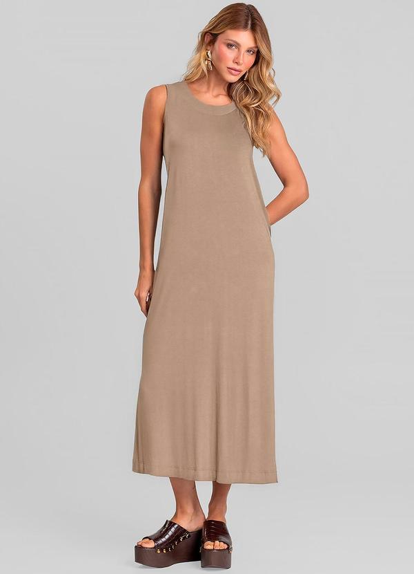 Vestido Midi Feminino em Malha Visco Marrom