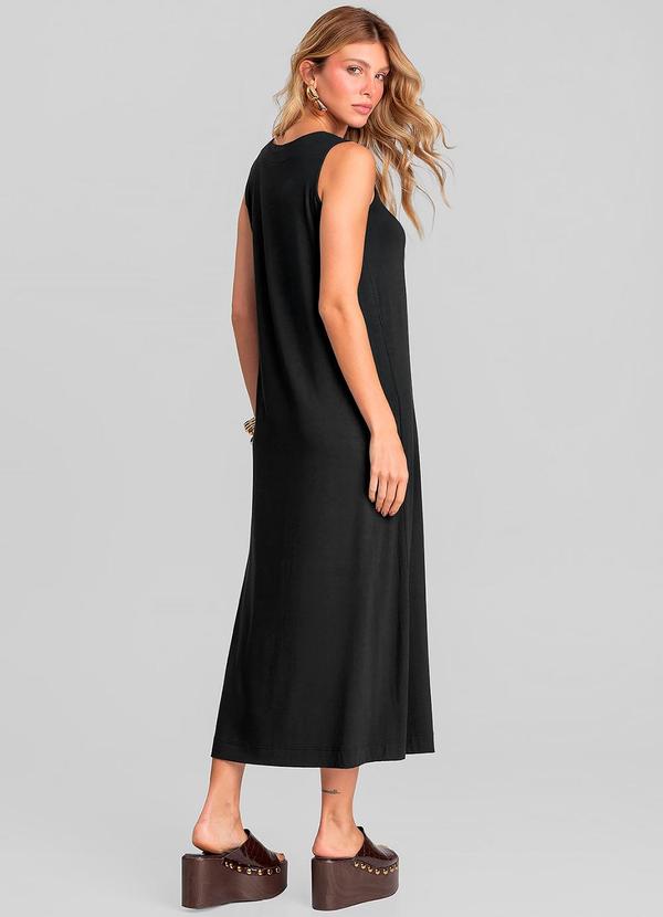 Vestido Midi Feminino em Malha Visco Preto