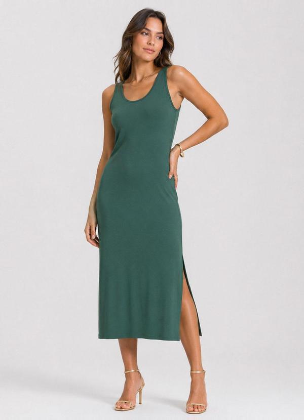 Vestido Midi Feminino em Malha Visco Verde