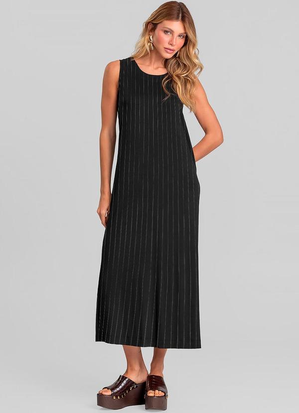 Vestido Midi Feminino em Viscotorcion Preto