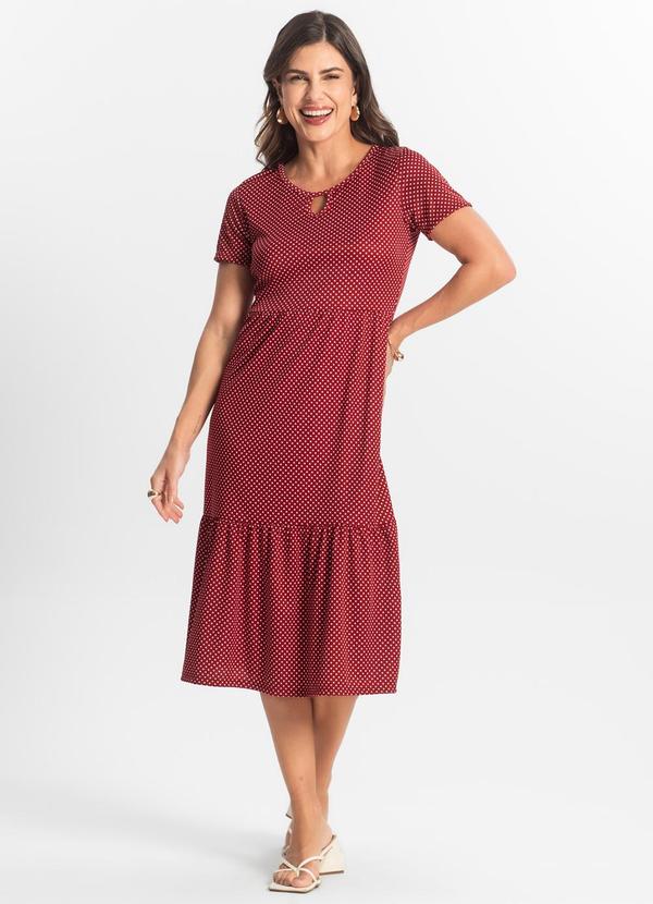 Vestido Midi Feminino Estampado Vermelho