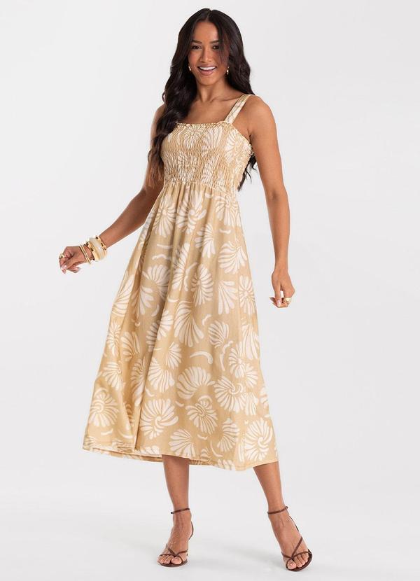 Vestido Midi Feminino Meia Malha Marrom