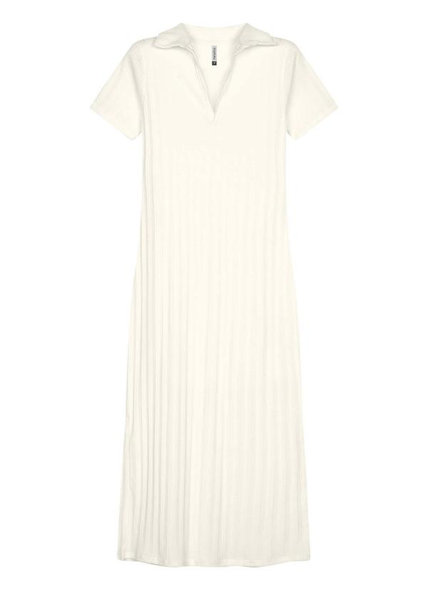 Vestido Midi Feminino Polo Decote V Bege