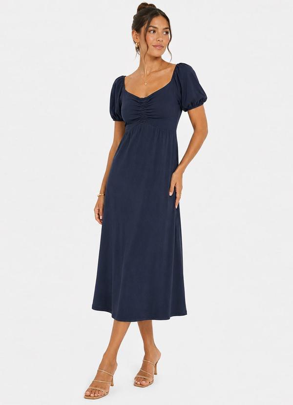 Vestido Midi Feminino Visco Premiere Azul