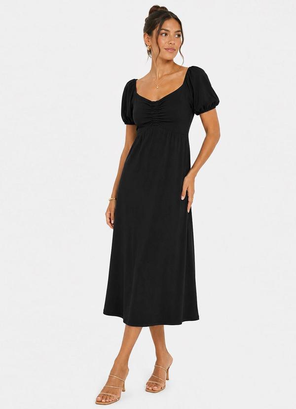 Vestido Midi Feminino Visco Premiere Preto