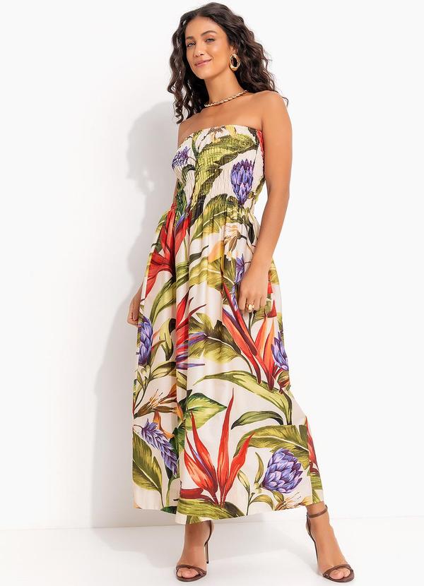 Vestido Midi Florarte Bege