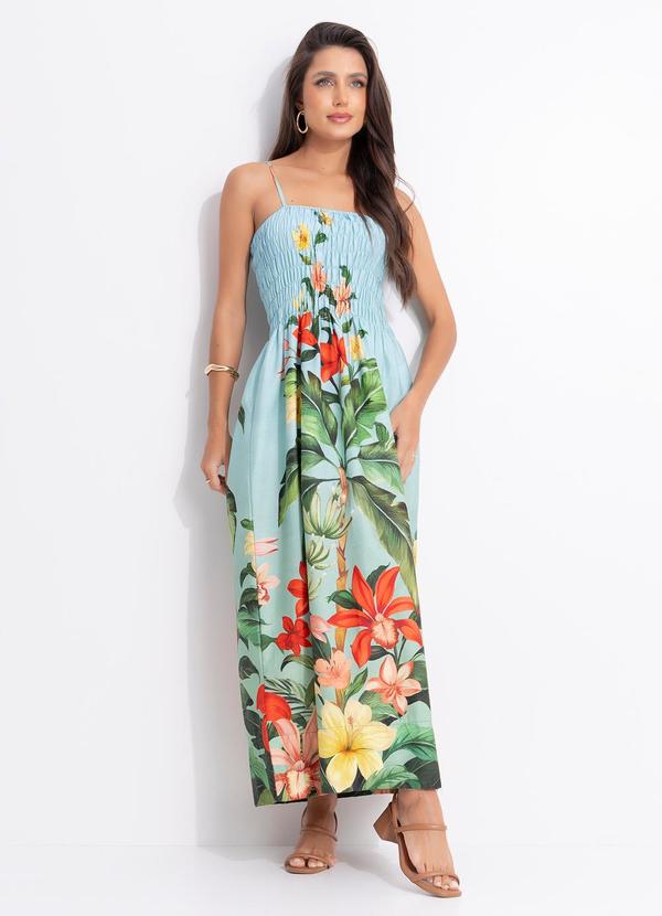 Vestido Midi Jardim Eva Azul