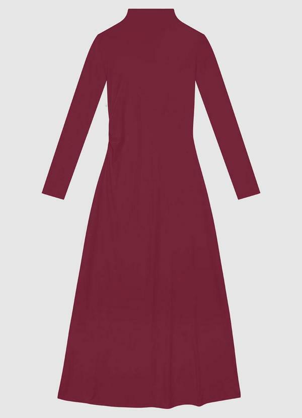 Vestido Midi Justo em Malha Bordô
