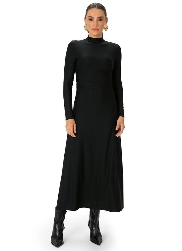 Vestido Midi Justo em Malha Preto
