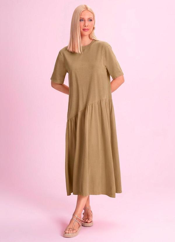 Vestido Midi Lavado Marrom