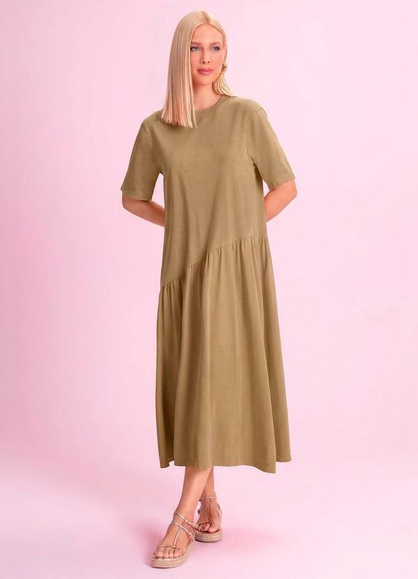 Vestido Midi Lavado Marrom