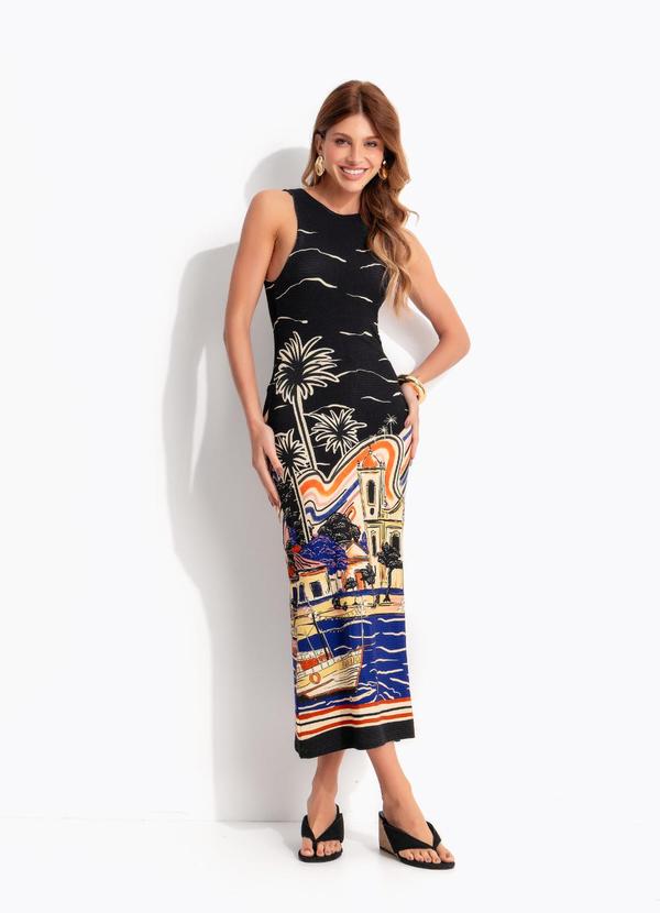 Vestido Midi Lenço Paraty Preto
