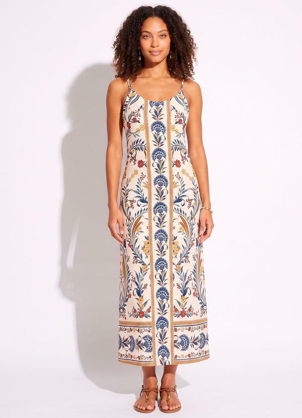 Vestido Midi Leveza Romântica Bege