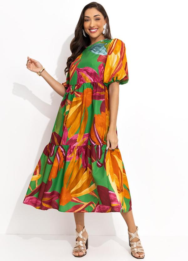Vista 2 Vestido Midi Luiza Verde FARM FARM