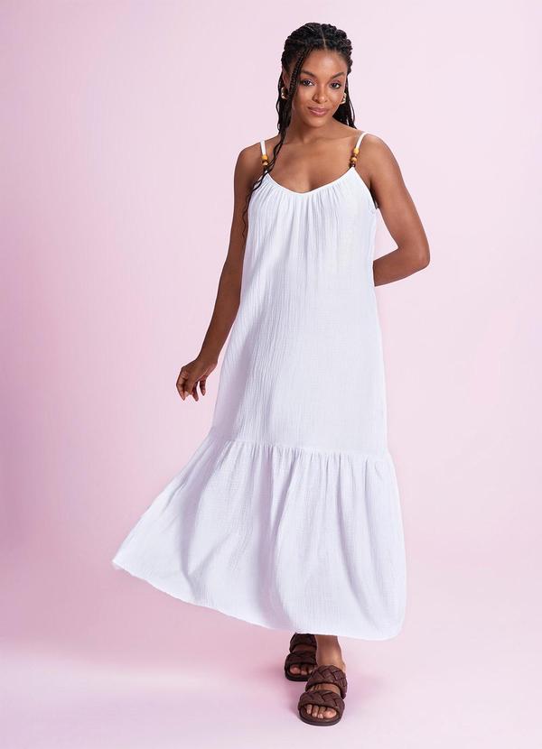Vestido Midi Malha Gaze Branco