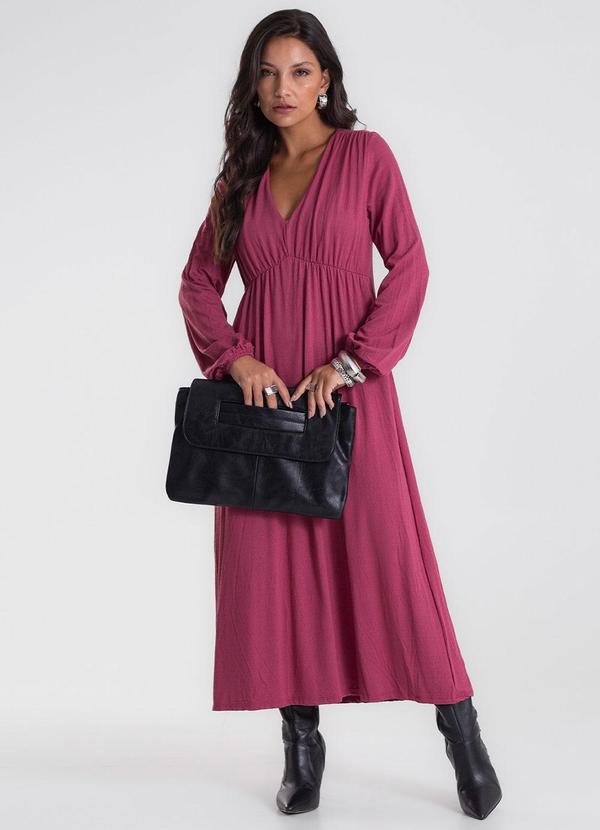 Vestido Midi Manga Bufante Vermelho