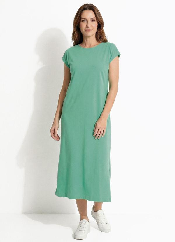 Vestido Midi Manga Curta Verde