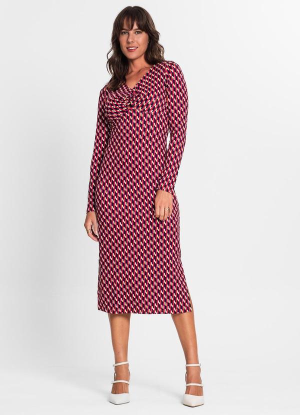 Vestido Midi Manga Longa Laranja