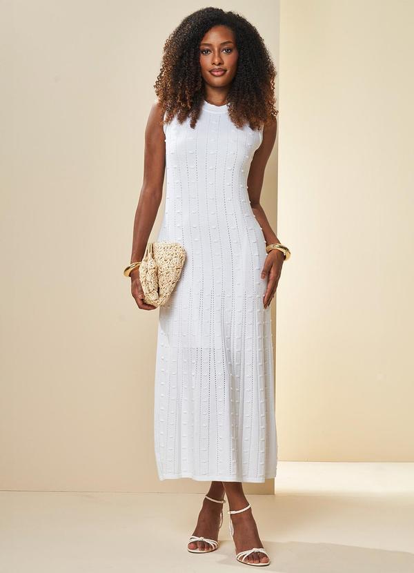 Vista 2 Vestido Midi Nature com Textura Branco Doce Trama Doce Trama